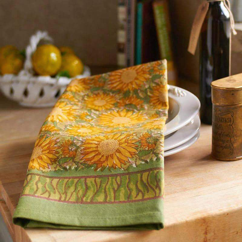 Sunflower Tea Towel Yellow and Green | Couleur Nature Paris France