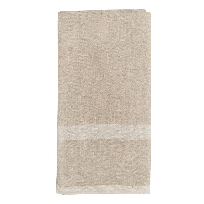 Laundered Linen Towel Natural & White | Couleur Nature Paris France